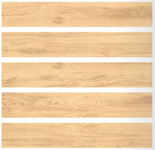 Yellow Color Porcelain Wood Look Tile Flooring Rectified Edge 200x1200MM Size